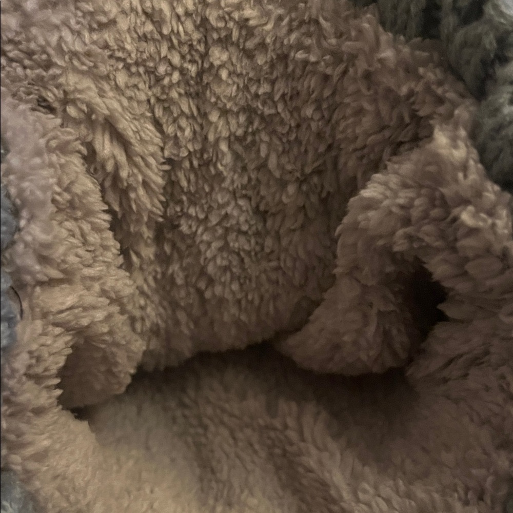 Gray Cable Knit Hat with Brown Pom - Picture 2 of 4